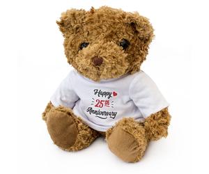 NEW - HAPPY 25th ANNIVERSARY - Teddy Bear - Cute Cuddly - Gift Present 25 Years