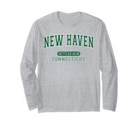 New Haven CT Settled 1638 Arched Varsity Green Letters Long Sleeve T-Shirt