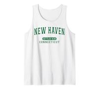 New Haven CT Settled 1638 Arched Varsity Green Letters Tank Top