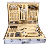 New Heavy 72 Piece Stainless Steel Silver Detail Quality Cutlery Canteen Set