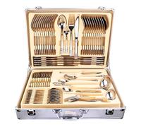 New Heavy 72 Piece Stainless Steel Silver Detail Supreme Quality CUTLERY Canteen Set
