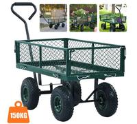 New Heavy Duty Metal Green Garden Cart Barrow Utility Trolley - Garden - Home