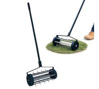 Oypla Heavy Duty Hand Held Push Along Garden Lawn Aerator - c/w Spikes