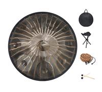 New Heavy Handpan Steel Drum, 22 Inch D Minor 12 Notes Hand Drum Percussion with Carry Bag+Mallets+Bracket+Decoration Rattan, Music Gift for Enthusiast & Beginners
