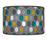 New Hexagon Geometric Lampshade Teal Blue Mustard Grey Ceiling Light Drum Lamp Shade Floor Table or Ceiling Pendant Light Shade dz137 (35cm(14")