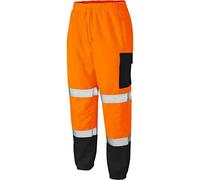 New HI VIZ VIS Jogging Bottoms Work WEAR Safety Trousers Two Tone Highway Builder Safety Fleece Joggers Sweat Pants S-5XL [Orange - Joggers, XL]