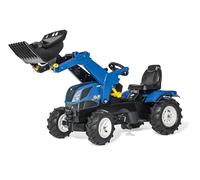 Rolly Toys Ride On New Holland T7 Tractor with Frontloader and Pneumatic Tyres, Blue