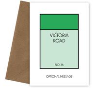 New Home Card for Housewarming - Monopoly Style Greetings Card to Say Welcome to your New Home - For Moving House Changing Address and 1st Adventure Beginnings and Good Luck - Personalised (Green)