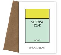 New Home Card for Housewarming - Monopoly Style Greetings Card to Say Welcome to your New Home - For Moving House Changing Address and 1st Adventure Beginnings and Good Luck - Personalised (Yellow)