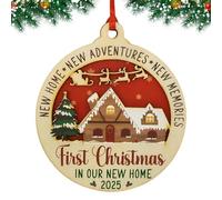 New Home Christmas Decoration, 2025 First Christmas New Home Ornament for Christmas Tree Decorations Wooden Xmas Bauble Gift for Xmas Party Family Decor A7XJZS (B-25)