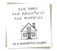 New Home Congratulations Card - A Wonderful Couple - New Home New Adventures New Memories - Celebration Card for Friends, Family - Made in UK