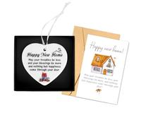 New Home Gifts Card and Ceramic Ornament, House Warming Gifts Happy New Home Gift for Friend Couple Housewarming Ornaments Keepsake Decorations Moving In Gift for Women, Families, Teacher
