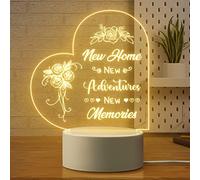 New Home Gifts - Engraved Night Light With Warming Words for Friends, Couple, Family - Housewarming Present for New Home Owners