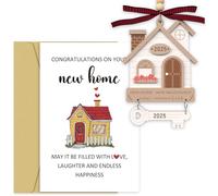 New Home Gifts For Couple, Welcome Home Card With Hanging Charming, Personalised Housewarming Gifts For Friends Families Coworker Happy New Year Birthday Party Decor