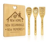 New Home Gifts - House Warming Gift Cutting Chopping Board Set, Practical Housewarming Kitchen Gifts with Sweet Wishes for Best Friend Couple Family, Ideas Kitchen Housewarming Gifts for New House