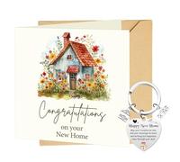 New Home Gifts Housewarming Cards - Congratulations Greetings Card Keyring Moving In Newhouse Presents Unique Homeowners Gift For Friends Neighbourhood Couple Family