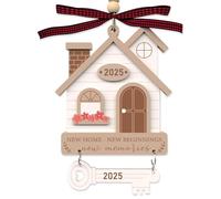 New Home Gifts,Housewarming Gifts,First House Warming Gift New Homes 2025 Ornament Present Christmas Women Family Houses Shaped Wooden Plaque Decoration Accessories for Couple,Family,Friend,Colleague