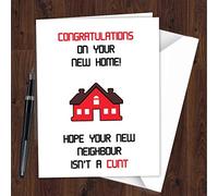 New Home House Mortgage Good Luck Moving Card Funny Rude Congratulations L195