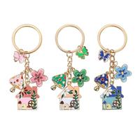 New Home Keyring - 3PCS Fairy Tale House Keyring Set, Happy New Home Key Ring, New Beginnings Gifts for Women, House keychains with Cottage ans Flowers,Housewarming Gift for Birthday and Thank You