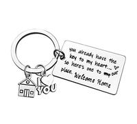 New Home Keyring Moving in Together Gift for Boyfriend Girlfriend Husband Wife New House Gifts Christmas Birthday Valentines Gift First Home Gifts Housewarming Gifts for Him Her