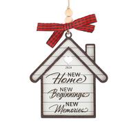 New Home Ornament 2024, House Shaped First Christmas Housewarming Gifts New Memories Wooden Hanging Christmas Decorations New Home Gift for Homeowners Couples (Style 2)