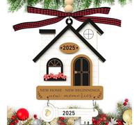 New Home Ornament 2025 - Wooden Housewarming Gift for Couple, Family or Friends - Rustic Key and House Design Keepsake Decoration, First Home Gift for New Homeowners or Newlyweds