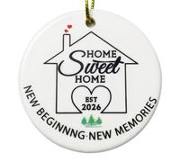 New Home Ornament 2026 for Christmas Tree, Ceramic Ornament Decoration House Warming Gifts,New Home Gift Ideas for Congratulating Family Friends