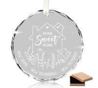 New Home Ornament, House Warming Gifts New Beginnings Memories, Acrylic Round Home Sweet Hanging Pendants For New House Couples Bedroom, Office, Living Room, Bookshelf, Garden Ornament Decor