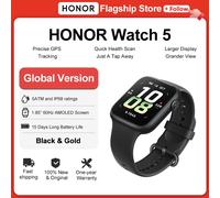 New HONOR Watch 5 Smartwatch 1.85" 60Hz AMOLED 15 Days Standby Independent GPS 5ATM Waterproof Bluetooth Call Heart Rate Sleep Global Version Black