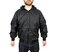 New Hooded Black Rain Coat Hunter WR Goggle Location Bomber Jacket Waterproof Windproof, 4XL, Black