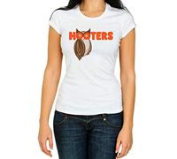 New Hooters Owl Boobs America USA Waitress Bird for Woman 3/4 Short Sleeve White T-Shirt K101A (S)