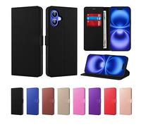 New Horrizon For iPhone 16 Case PU Leather Wallet Flip Cover with 3 Card Slots, Kickstand & Magnetic Closure, Shockproof Protective Phone Case for iPhone 16 6.1" - Black - Lifetime Support