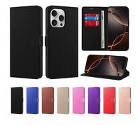 New Horrizon For iPhone 16 Pro Max Case, PU Leather Wallet Flip Cover with 3 Card Slots, Kickstand & Magnetic Closure, Shockproof Protective Phone Case 6.9" - Black - Lifetime Support