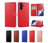 New Horrizon for Samsung A17 Phone Case with 3 Card Slots Magnetic Closure Kickstand Shockproof Protective Phone Case for Samsung Galaxy A17 - Red (Red, Samsung Galaxy A17)