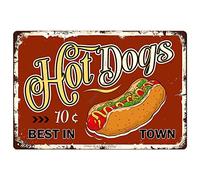 New Hot Dogs Tin Signs Vintage Metal Sign Funny Food Art Printing Poster Wall Decor for Home Kitchen Bar Restaurant Cafe Pub Indoor Outdoor Hanging PlaqueTin Sign 8X12 Inches