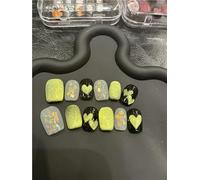 New hot girl hand-made custom millennium hot girl cat eye green nail patch detachable nail patch short(L-A)