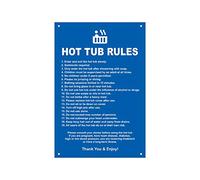 NEW Hot Tub Rules - Contemporary sign for outdoor use with a list of health and safety points about using a hot tub. ideal for use in holiday accommodation (Blue)