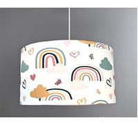 New HQ Kids Girls Room Smiling Clouds Butterfly Star Rainbow Pattern lamp Shade Pendant Light Shade on White Fabric