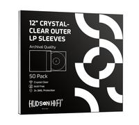 New - Hudson Hi-Fi Vinyl Record Outer Sleeve Covers - 50 Pack - Premium Crystal Clear Sleeves - Protect Your LP Albums from Scratches, Dirt & Dust - 3 Layers of 30µm Thick No-Acid Exterior Disc Cover