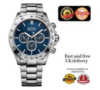 NEW HUGO BOSS 1512963 MEN'S STAINLESS STEEL SILVER STRAP & BLUE DIAL 44MM