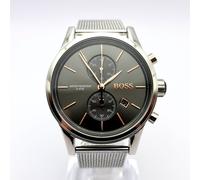 NEW HUGO BOSS 1513440 MENS MESH GREY DIAL JET CHRONOGRAPH WATCH