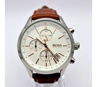 NEW HUGO BOSS 1513475 GRAND PRIX BROWN LEATHER STRAP MENS WATCH UK
