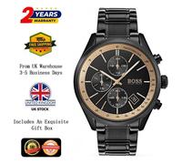 NEW HUGO BOSS 1513578 MEN'S STAINLESS STEEL BLACK STRAP & BLACK DIAL 44MM