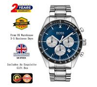 NEW HUGO BOSS 1513630 MEN'S STAINLESS STEEL SILVER STRAP & BLUE DIAL 44MM