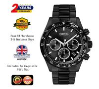 New HUGO BOSS HB1513754 Chronograph Stainless Steel Black Strap Dial Mens Watch