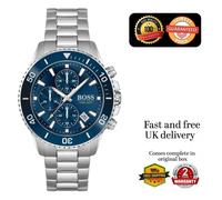 NEW HUGO BOSS 1513907 MEN'S STAINLESS STEEL SILVER STRAP & BLUE DIAL 46MM