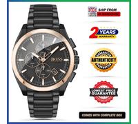 New HUGO BOSS Grandmaster HB1513885 Black Dial Strap Chronograph Mens Watch 46mm