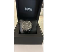 BOSS Men's 43 mm Chronograph Quartz Watch HERO Collection with Black Stainless Steel Bracelet, Black Dial, Date Function, 3 Sub-Dials, 5ATM Water Resistant - 1513754