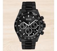 NEW HUGO BOSS 1513754 MEN'S STAINLESS STEEL BLACK STRAP & BLACK DIAL 43MM