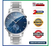 New HUGO BOSS OXYGEN HB1513597 Blue Dial Silver Stainless Steel Mens Watch 42mm